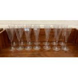 Fourteen champagne flutes with conical bowls (14)