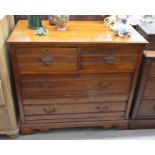 Edwardian mahogany chest of twp short over two long drawers raised on shaped bracket feet