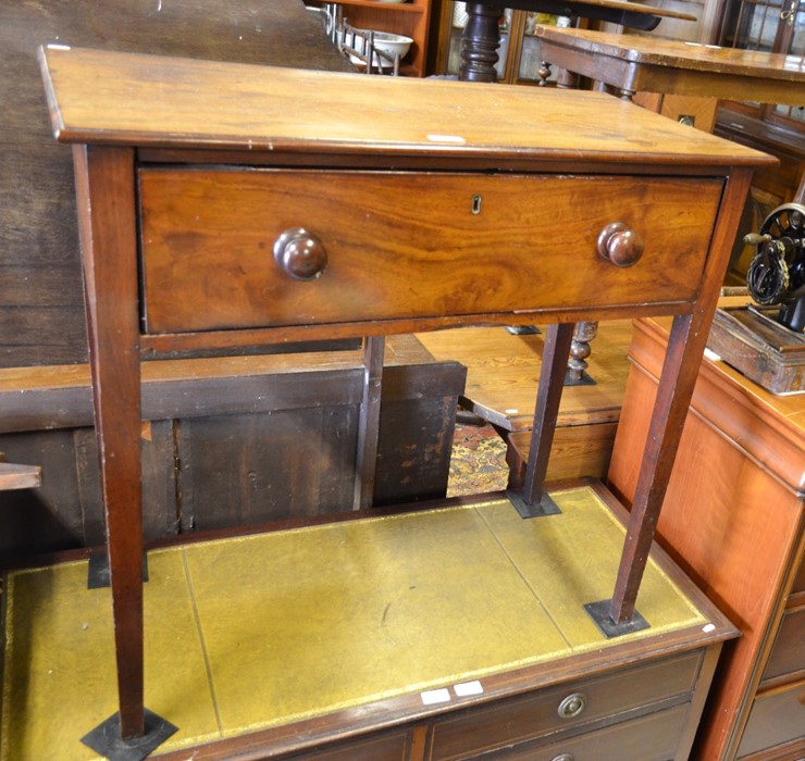 A 19th century mahogany hall table with single drawer, raised on square tapering supports