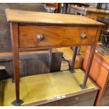 A 19th century mahogany hall table with single drawer, raised on square tapering supports