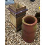 An old circular terracotta chimney pot to/w another square chimney pot (2)