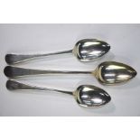 A George III silver OEP serving spoon Eley & Fearn, London 1801, to/w a pair of George IV OEP