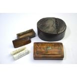 A treen snuff box inscribed 'Part of HMS Royal George, sunk 29th Augt 1795', to/w another wooden