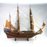 A large Danish model of a 60-gun three masted naval vessel, the Wasser, 120 x 140 cm approx