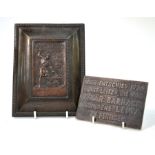 Photographic Interest:  A relief bronze plaque, inscribed in German to commemorate the founding of