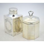 An Edwardian square-form silver tea caddy embossed with Art Nouveau leaf and berry motifs, Charles