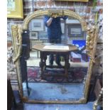 A 19th century giltwood and composite framed overmantle with original mirror plate, 139 cm x 100