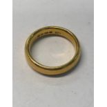 A 22ct yellow gold wedding band, size N, approx 8.2g