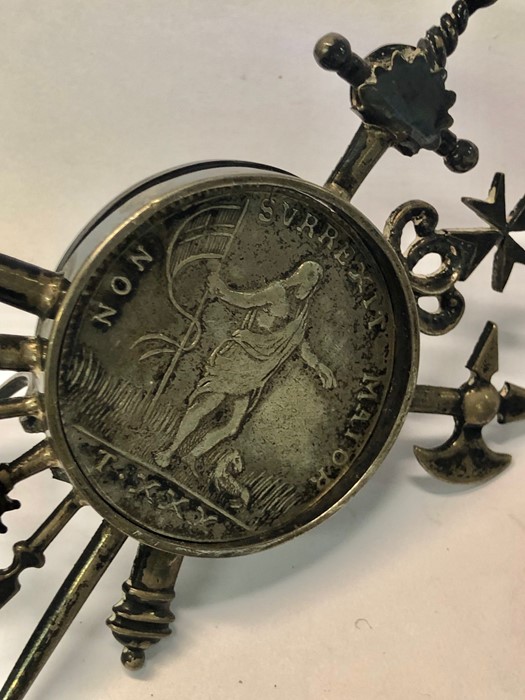 A Malta 1761 30-Tari coin - Emmanuel Pinto, mounted in trophy stand, to/w a Dutch embossed silver - Image 3 of 7