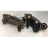 Two large scale clockwork model Alfa Romeo P2 racing cars, probably by CIJ (France), both part