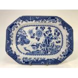 An early 19th century Spode stone china blue transfer printed rectangular chamfered meat plate
