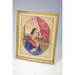 A late 18th/early 19th century Indian Mughal period small elliptical painting of a European