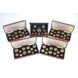 A Royal Mint 1997 United Kingdom Proof Coin Collection, to/w four cased Queen Elizabeth II coin sets