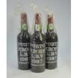 Three bottles of 1987 Krohn LBV port (3) NB:  Sold as seen, no warranty as to condition