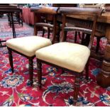 Set of six William IV rosewood bar back dining side chairs with moulded detail over overstuffed