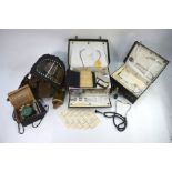 Two WWII vintage midwife's instrument cases and contents by W W Bailey, Oxford St. to/w a gas mask