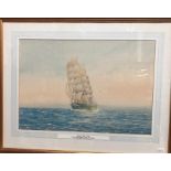 E Tufnell (1888-1978) - Study of the Clipper Ship 'Cimba', watercolour, signed lower right and