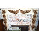 A well carved limewood four piece overdoor/overmantel festoon wall applique, in the manner of