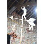 Of Golf Interest - A vintage painted metal weather vane surmounted by a golfer, 110 cm high