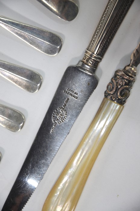 Various silver teaspoons (inc cased set of spoons with Apostle finials), a pair of sugar tongs and - Image 3 of 3