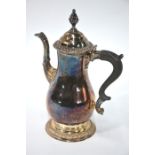 An 18th century Old Sheffield plate baluster coffee pot with ebonised finial, maker probably Tudor &