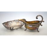A heavy quality sauce boat in the Georgian manner, Alexander Smith, Birmingham 1965, to/w an oval