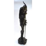 Jacques Louis Gautier (French b. 1831) - 'Mephistopheles' , large brown patinated bronze