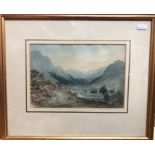 C G Ellicombe (1783-1871) - Sketch of a valley with figures, watercolour, 16 x 23 cm