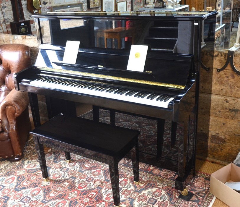 A Baldwin (USA) model E 248 HPE upright gloss black piano, frame No.467966, supplied new in June