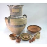 Ancient Cypriot Bichrome Ware, c, 700 BC and later, comprising:  An amphora decorated with a