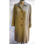 A lady's vintage Aquascutum all wool brown/cream dog-tooth check shower-proof coat, 53 cm across