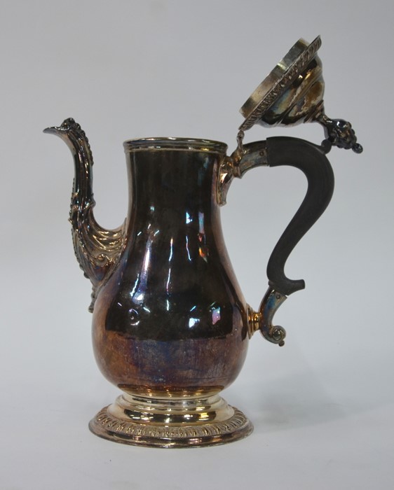 An 18th century Old Sheffield plate baluster coffee pot with ebonised finial, maker probably Tudor & - Image 2 of 4