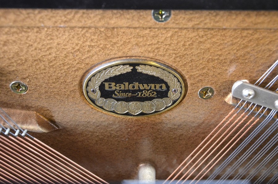 A Baldwin (USA) model E 248 HPE upright gloss black piano, frame No.467966, supplied new in June - Image 4 of 4