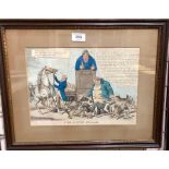 Early 19th century hand-coloured engravings 'The King of Brobdingnag and Gulliver' pub 1803, An