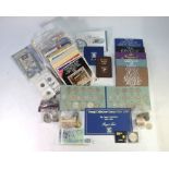 Various Royal Mint United Kingdom coin sets, to/w bank notes and other coinage