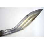 A fine quality Nepalese Kukri with 31 cm polished and etched steel blade, the steel handle inset