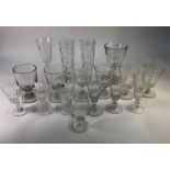 A collection of 19th/20th drinking glasses to include:  Royal Doulton flute with air twist stem