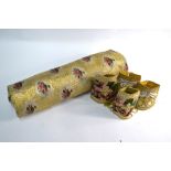 A 19th century French gold metallic thread and floral spray silk-work textile with four floral and