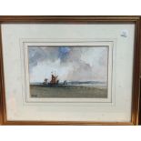 Peter Toms (b 1940) - 'Waiting for the Tide', watercolour, signed lower left, 10 x 15 cm ARR may