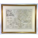 An 18th century map engraving of Hampshire by Thomas Kitchin, 54 x 65 cm, mounted, framed and