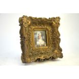 An antique Continental portrait miniature on ivory of a young lady in linen headdress, unsigned, 8 x