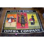 A large D'Oyly Carte advertising poster - Gondoliers, Mikado and Yeoman of the Guard, 230 x 300cm