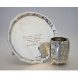 An Edwardian engraved silver christening mug on moulded foot-rim, Sutherland & Roden, Sheffield