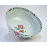 A famille rose bowl, decorated with bird and floral designs, 23.5 cm diameter, QianlongPlease note