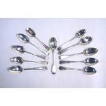 Ten various Georgian silver teaspoons and an Edwardian teaspoon (11), 5.2 oz