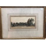 Peter de Wint (1784-1849) attrib - A wooded landscape, watercolour, 11.5 x 24 cm to/w a pencil