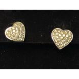 A pair of 18ct white gold heart-shaped ear-studs for pierced ears, pave-set with diamonds, approx