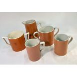 A collection of 19th century tavern quality drinking wares, peach ground, comprising:  Two loving