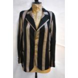 A vintage boating/college blazer, dark green with light blue/red/cream stripe, 47 cm across chest,