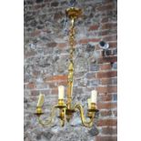 A good quality gilt metal five branch hanging electrolier in the Adam Revival style, approx. 40 cm